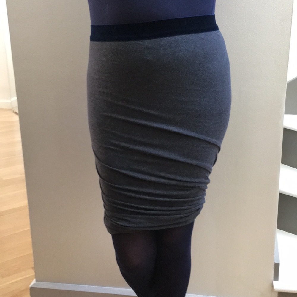 A.Wang knit fitted twist skirt w navy velvet skirt